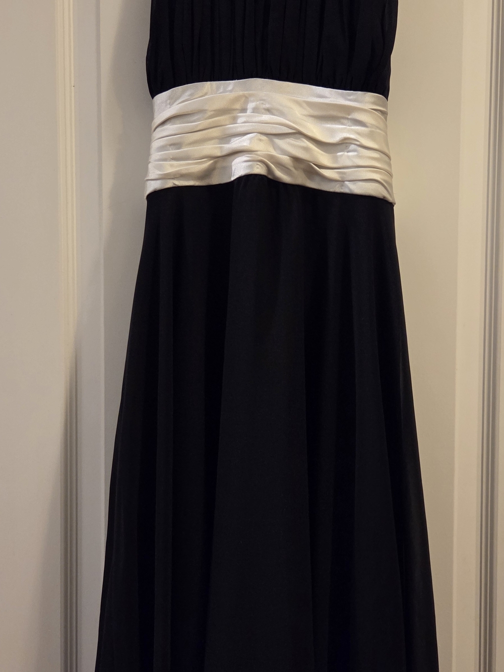 Scarlett Strapless Black Gown with Ivory Satin Waist